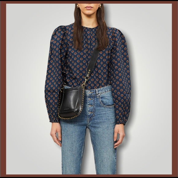 Happy X Nature Tops - Happy × Nature by Kate Hudson Bay Eclipse Polka Dot Cotton Blouse Size XL